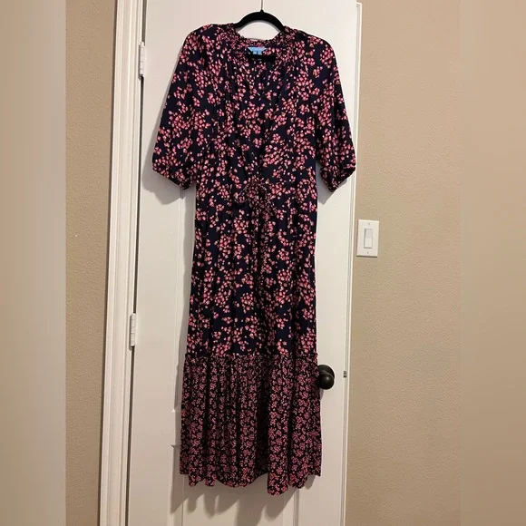 Draper James Martina Popover Dress in Navy Cherry Blossom Size M - Picture 4 of 11